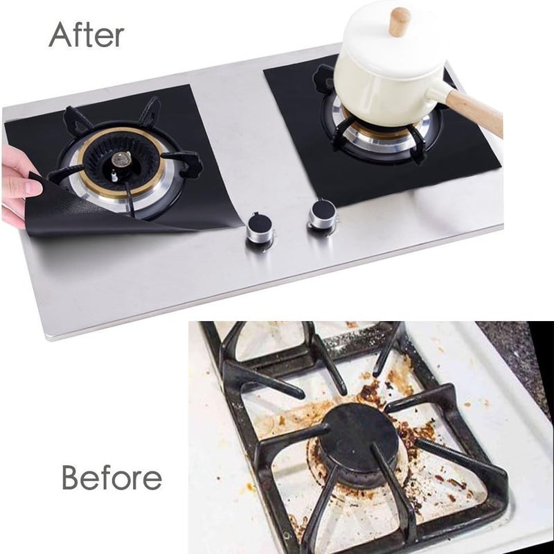 YRYM HT Stove Burner Covers - Gas Stove Protectors Black 0.2mm Double Thickness, Reusable, Non-Stick, Fast Clean Liners for Kitchen/Cooking. Stove top Covers Gas Burners Size 10.6" x 10.6" BPA Free(8 Packs) - Image 5
